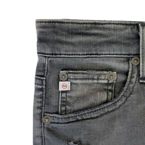AG Farrah High Rise Skinny Ankle Raw Hem Jean in Eroded Grey Destroyed - Picture 7 of 12